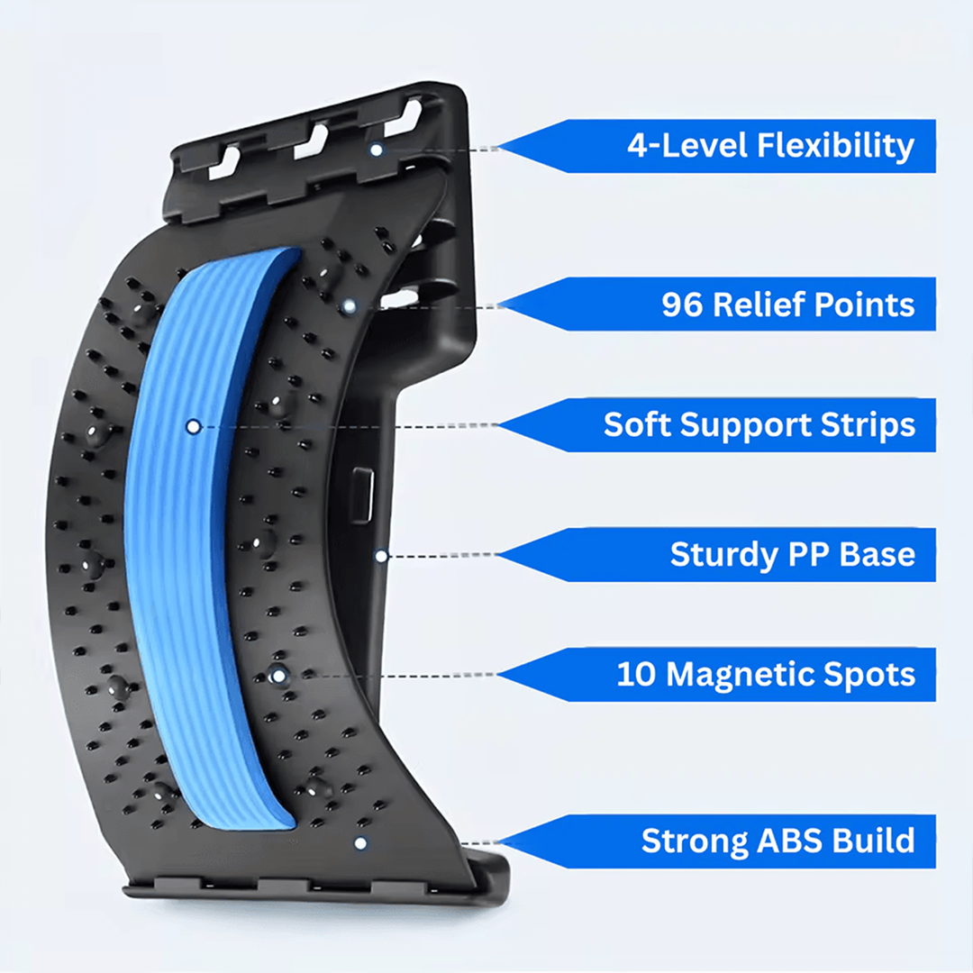 Puremeno Back Stretcher Pain Relief Board – 3-Level Adjustable Lumbar Support & Spine Massager