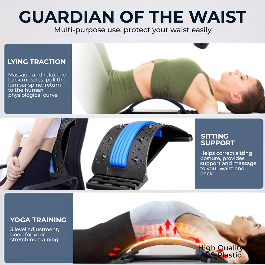 Puremeno Back Stretcher Pain Relief Board – 3-Level Adjustable Lumbar Support & Spine Massager