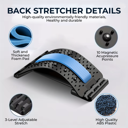 Puremeno Back Stretcher Pain Relief Board – 3-Level Adjustable Lumbar Support & Spine Massager